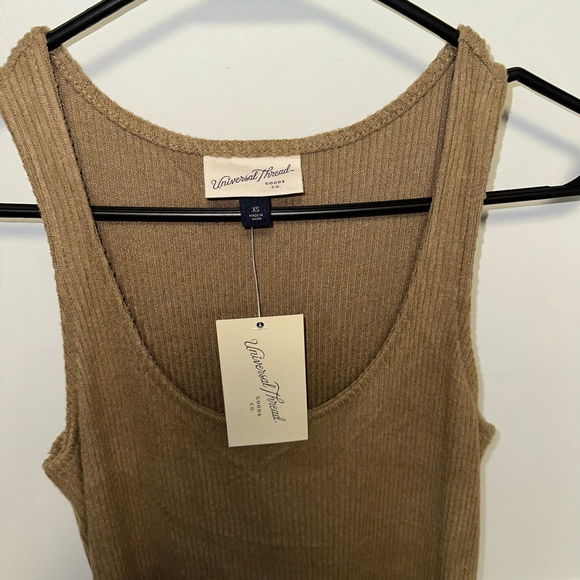 Women's Universal Thread Ribbed Tank Dress Brown Size XS Maxi Tan NEW NWT scoop - Picture 9 of 12